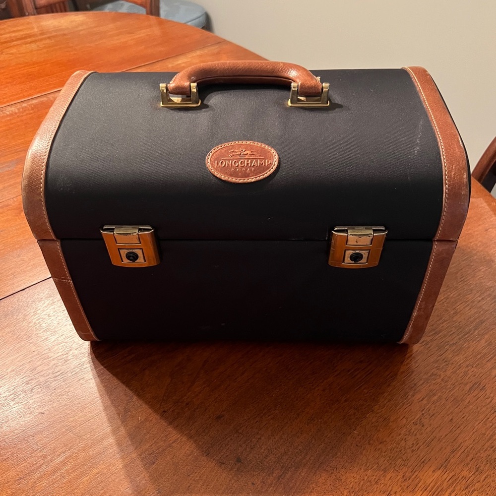 Longchamp Black and Brown Travel Case